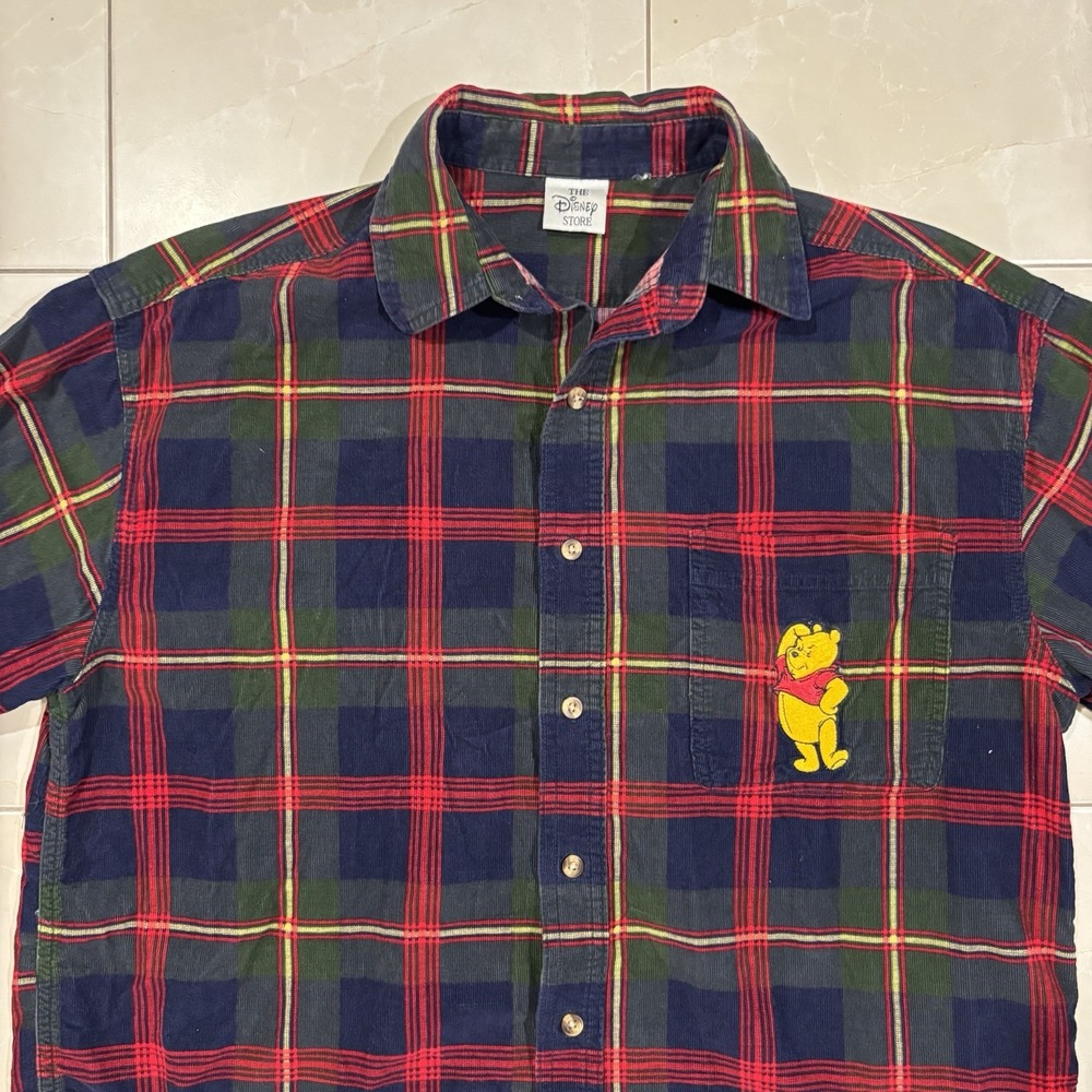 Vintage The Disney Store Winnie The Pooh Flannel Shirt Men's Large Button Plaid